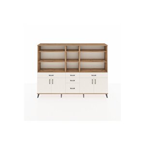 Arges Dolap 11 Raflı 5 Çekmeceli 4 Kapaklı 220x30x163 Çam-aytaşı