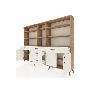 Arges Dolap 11 Raflı 5 Çekmeceli 4 Kapaklı 220x30x163 Çam-aytaşı