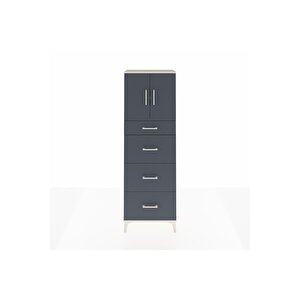 Arges Dolap 2 Raflı 4 Çekmeceli 2 Kapaklı 60x30x182 Aytaşı-antrasit