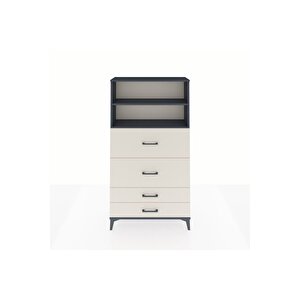 Arges Dolap 2 Raflı 4 Çekmeceli 88x30x163 Antrasit-aytaşı