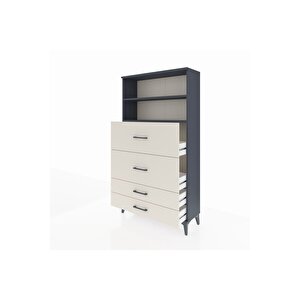 Arges Dolap 2 Raflı 4 Çekmeceli 88x30x163 Antrasit-aytaşı