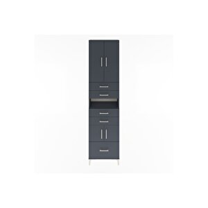 Arges Dolap 4 Raflı 5 Çekmeceli 4 Kapaklı 60x30x243 Antrasit-antrasit