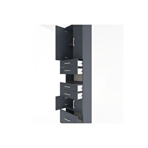 Arges Dolap 4 Raflı 5 Çekmeceli 4 Kapaklı 60x30x243 Antrasit-antrasit