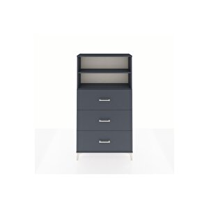 Arges Dolap 2 Raflı 3 Çekmeceli 88x30x163 Antrasit-antrasit