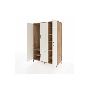 Kronos Dolap 7 Raflı 5 Kapaklı Tek Askılı 132x59x195 Çam-aytaşı/çam