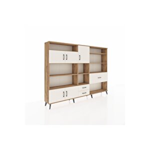 Arges Dolap 13 Raflı 3 Çekmeceli 5 Kapaklı 220x30x163 Çam-aytaşı