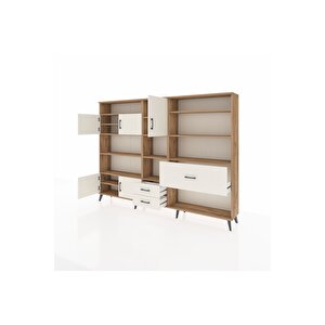 Arges Dolap 13 Raflı 3 Çekmeceli 5 Kapaklı 220x30x163 Çam-aytaşı