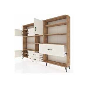 Arges Dolap 13 Raflı 3 Çekmeceli 5 Kapaklı 220x30x163 Çam-aytaşı