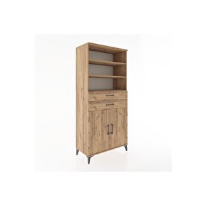 Hyperion Dolap 4 Raflı 2 Çekmeceli 2 Kapaklı 88x44x195 Çam-çam
