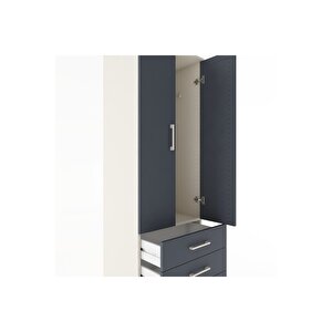 Hyperion Dolap Tek Raflı 3 Çekmeceli Tek Askılı 60x44x182 Aytaşı-antrasit