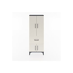 Arges Dolap 3 Raflı Tek Çekmeceli 4 Kapaklı 60x30x163 Antrasit-aytaşı