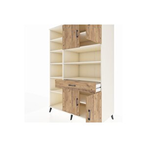 Kronos Dolap 10 Raflı Tek Çekmeceli 4 Kapaklı 132x59x195 Aytaşı-çam/çam