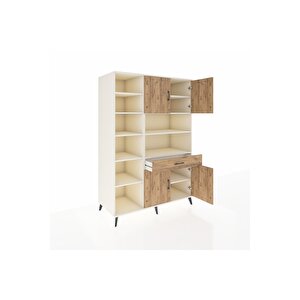 Kronos Dolap 10 Raflı Tek Çekmeceli 4 Kapaklı 132x59x195 Aytaşı-çam/çam