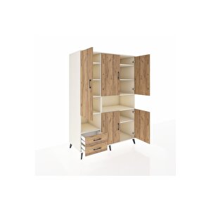 Kronos Dolap 10 Raflı 2 Çekmeceli 5 Kapaklı 132x59x195 Aytaşı-çam/çam