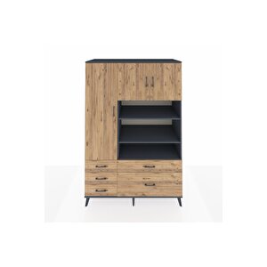 Kronos Dolap 9 Raflı 5 Çekmeceli 3 Kapaklı 132x59x195 Antrasit-çam/çam