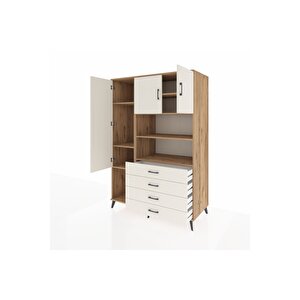 Kronos Dolap 7 Raflı 4 Çekmeceli 3 Kapaklı 132x59x195 Çam-aytaşı/aytaşı