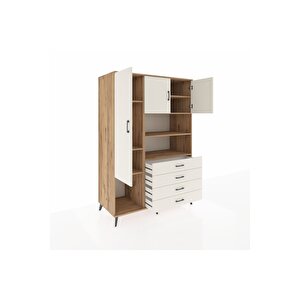 Kronos Dolap 7 Raflı 4 Çekmeceli 3 Kapaklı 132x59x195 Çam-aytaşı/aytaşı
