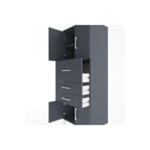 Hyperion Dolap 2 Raflı 3 Çekmeceli 4 Kapaklı 60x44x163 Antrasit-antrasit