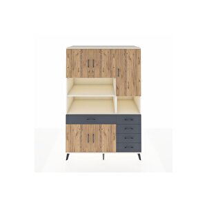 Kronos Dolap 9 Raflı 5 Çekmeceli 5 Kapaklı 132x59x195 Aytaşı-çam/antrasit