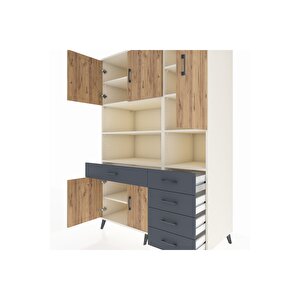 Kronos Dolap 9 Raflı 5 Çekmeceli 5 Kapaklı 132x59x195 Aytaşı-çam/antrasit