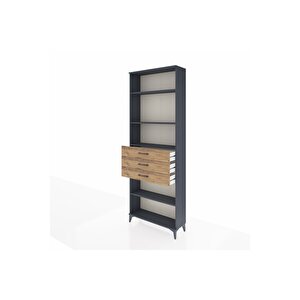 Arges Dolap 4 Raflı 3 Çekmeceli 88x30x243 Antrasit-çam