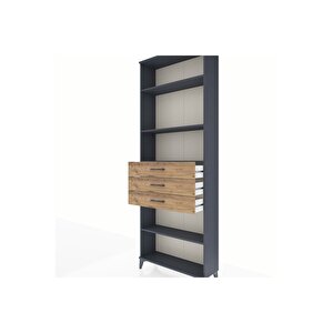 Arges Dolap 4 Raflı 3 Çekmeceli 88x30x243 Antrasit-çam