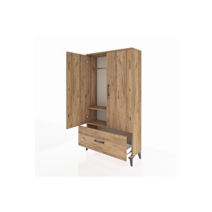Arges Dolap 2 Raflı Tek Çekmeceli Tek Askılı 88x30x163 Çam-çam