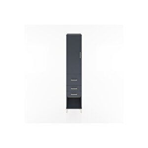 Hyperion Dolap 3 Raflı 3 Çekmeceli Tek Kapaklı 44x44x221 Antrasit-antrasit