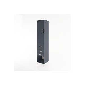 Hyperion Dolap 3 Raflı 3 Çekmeceli Tek Kapaklı 44x44x221 Antrasit-antrasit
