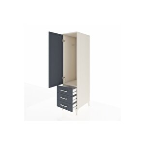 Kronos Dolap Tek Raflı 3 Çekmeceli Tek Askılı 44x59x182 Aytaşı-antrasit