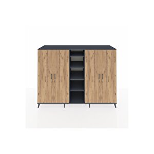 Kronos Dolap 12 Raflı 4 Kapaklı 220x59x163 Antrasit-çam/antrasit