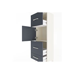 Arges Dolap Tek Raflı 3 Çekmeceli Tek Kapaklı 44x30x134 Aytaşı-antrasit