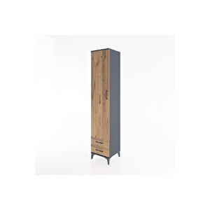 Hyperion Dolap 3 Raflı 2 Çekmeceli Tek Askılı 44x44x221 Antrasit-çam