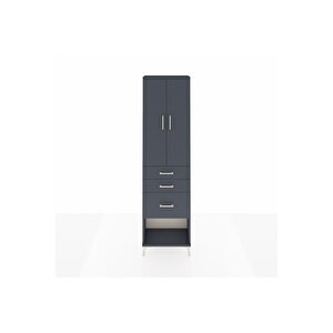 Arges Dolap 3 Raflı 3 Çekmeceli 2 Kapaklı 60x30x221 Antrasit-antrasit