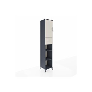 Hyperion Dolap 5 Raflı Tek Çekmeceli Tek Kapaklı 44x44x243 Antrasit-aytaşı