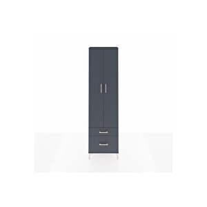 Arges Dolap 4 Raflı 2 Çekmeceli 2 Kapaklı 60x30x221 Antrasit-antrasit