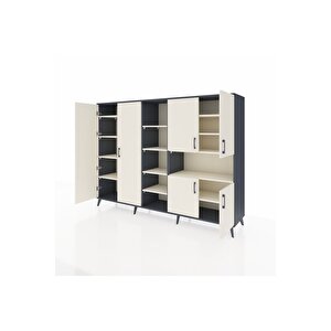 Hyperion Dolap 13 Raflı 6 Kapaklı 220x44x163 Antrasit-aytaşı