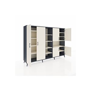 Hyperion Dolap 13 Raflı 6 Kapaklı 220x44x163 Antrasit-aytaşı