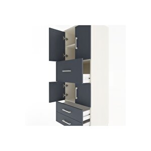 Hyperion Dolap 3 Raflı 3 Çekmeceli 4 Kapaklı 60x44x163 Aytaşı-antrasit