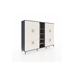 Hyperion Dolap 14 Raflı 8 Kapaklı 220x44x163 Antrasit-aytaşı/çam