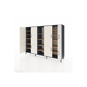 Hyperion Dolap 14 Raflı 8 Kapaklı 220x44x163 Antrasit-aytaşı/çam