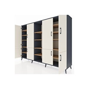 Hyperion Dolap 14 Raflı 8 Kapaklı 220x44x163 Antrasit-aytaşı/çam