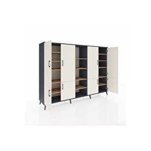 Hyperion Dolap 14 Raflı 8 Kapaklı 220x44x163 Antrasit-aytaşı/çam