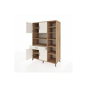 Kronos Dolap 10 Raflı Tek Çekmeceli 4 Kapaklı 132x59x195 Çam-aytaşı/aytaşı
