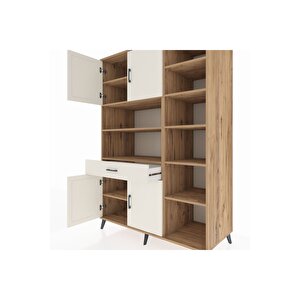 Kronos Dolap 10 Raflı Tek Çekmeceli 4 Kapaklı 132x59x195 Çam-aytaşı/aytaşı