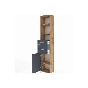 Arges Dolap 4 Raflı 2 Çekmeceli Tek Kapaklı 44x30x221 Çam-antrasit