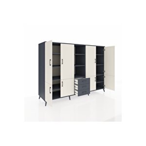 Kronos Dolap 11 Raflı 3 Çekmeceli 8 Kapaklı 220x59x163 Antrasit-aytaşı/antrasit