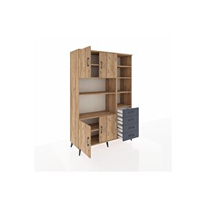 Hyperion Dolap 9 Raflı 4 Çekmeceli 4 Kapaklı 132x44x195 Çam-çam/antrasit