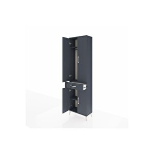 Arges Dolap 3 Raflı Tek Çekmeceli Tek Askılı 60x30x221 Antrasit-antrasit