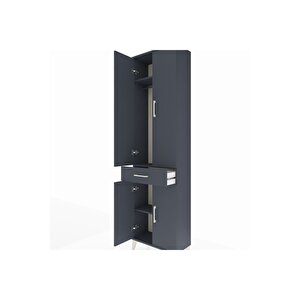 Arges Dolap 3 Raflı Tek Çekmeceli Tek Askılı 60x30x221 Antrasit-antrasit